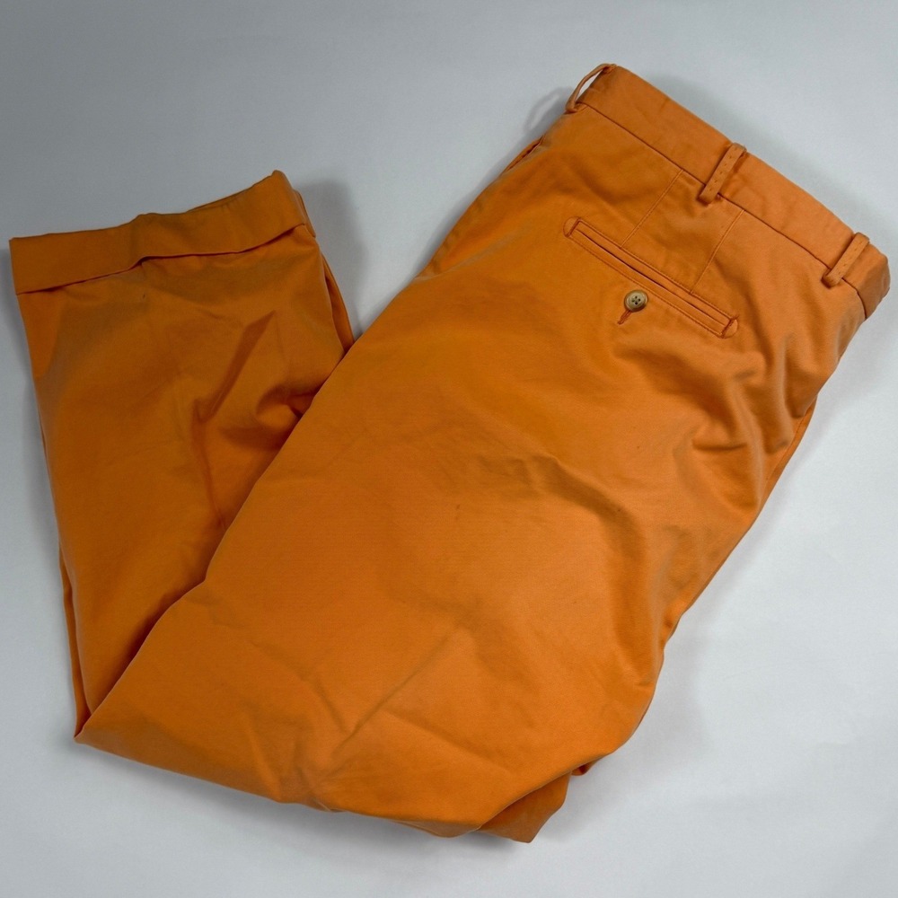 Peter Millar Mens 40x26 Pumpkin Orange Pima Cotton Chino Pants Fall Flat Front